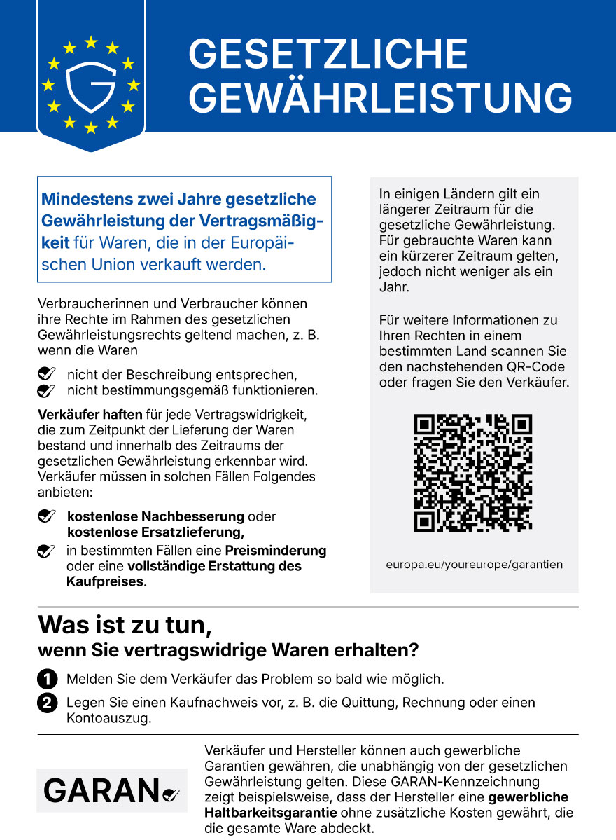 Information zu den gesetzlichen Gewährleistungsrechten